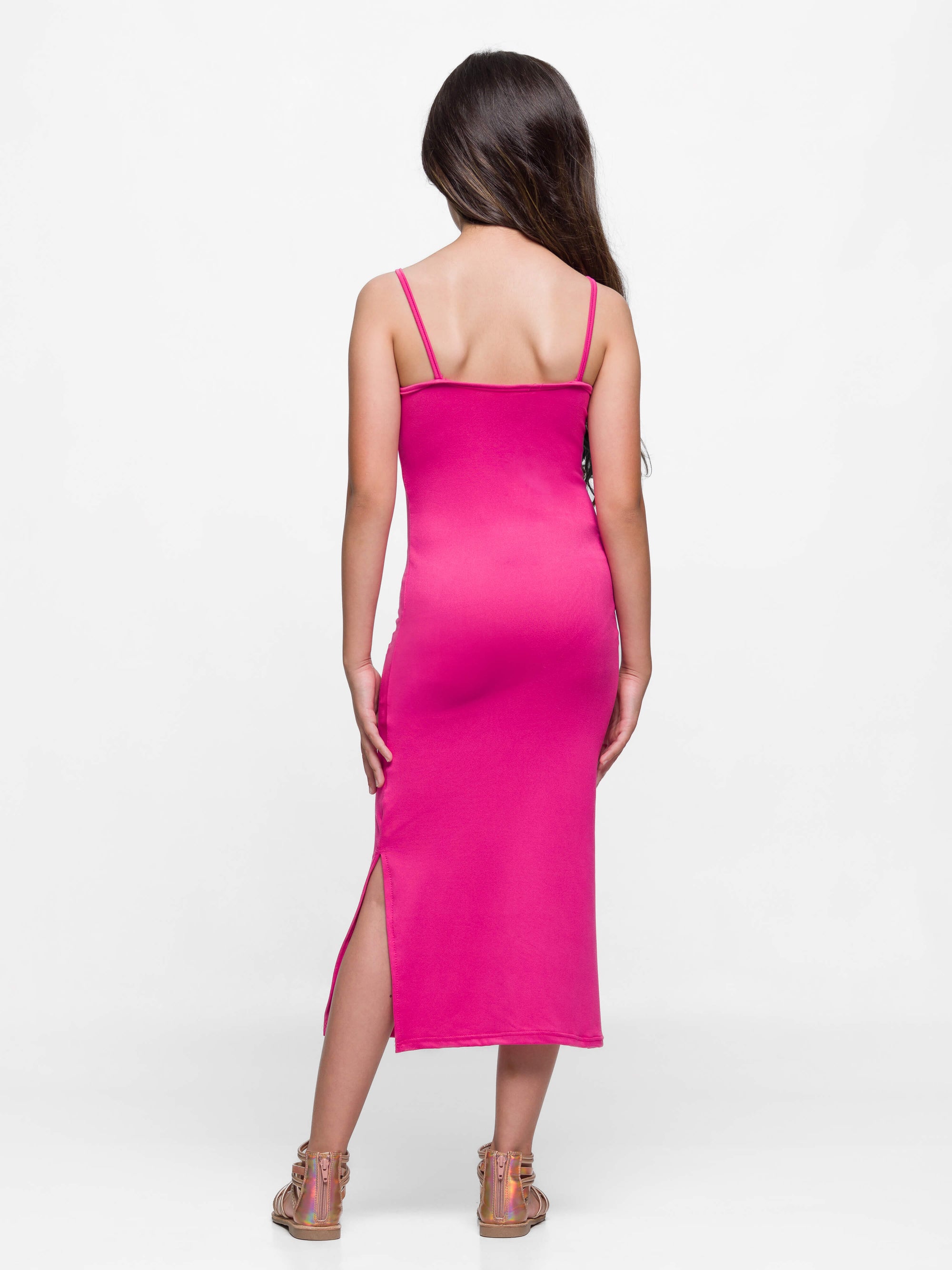 24seven Comfort Apparel Ruffle Spaghetti Strap Girls Maxi Dress