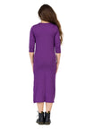 24seven Comfort Apparel Girls Long Sleeve Side Slit Maxi Dress Solid Color