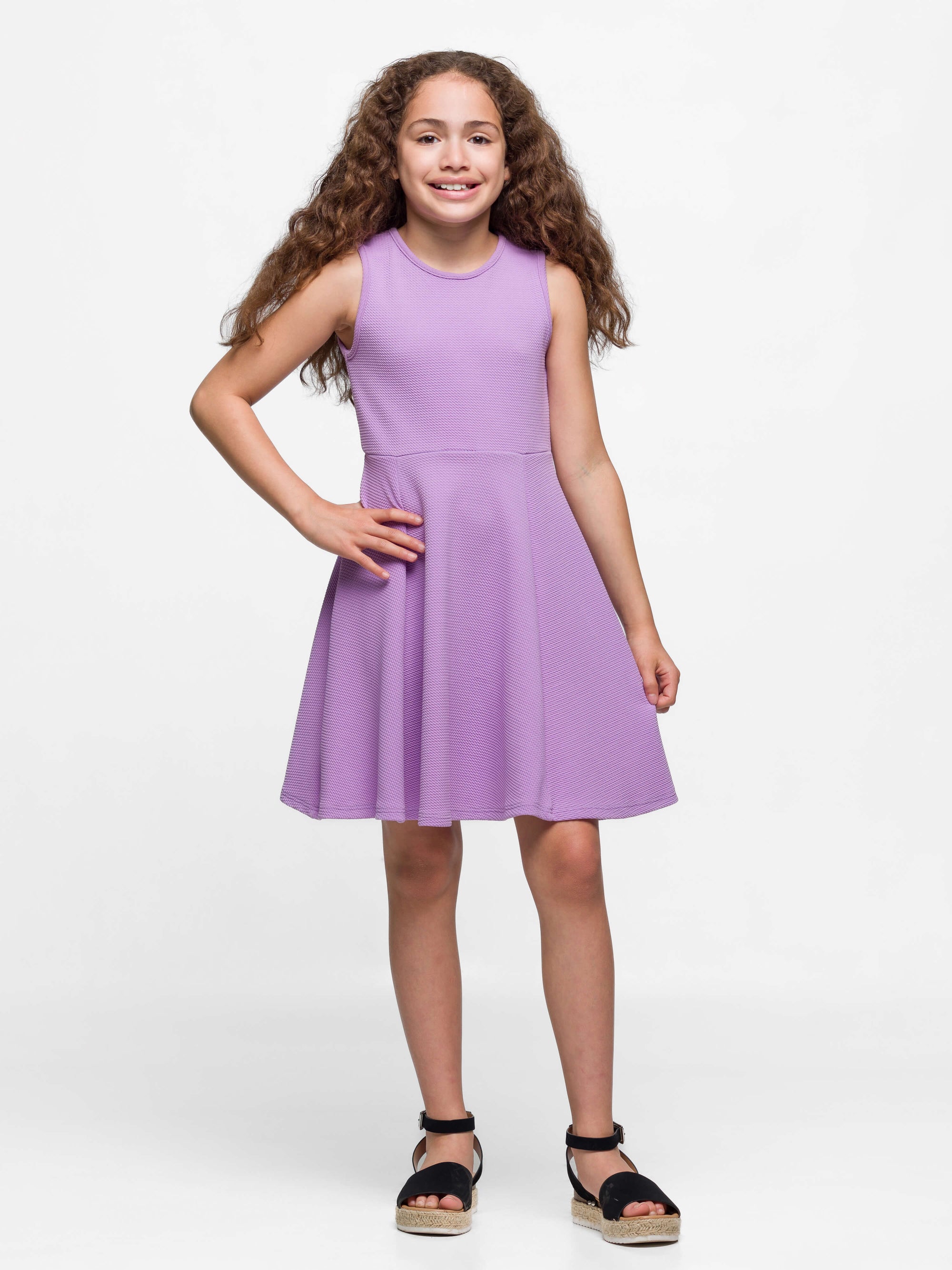 Girls Sleeveless Knee Length Fit and Flare Dress