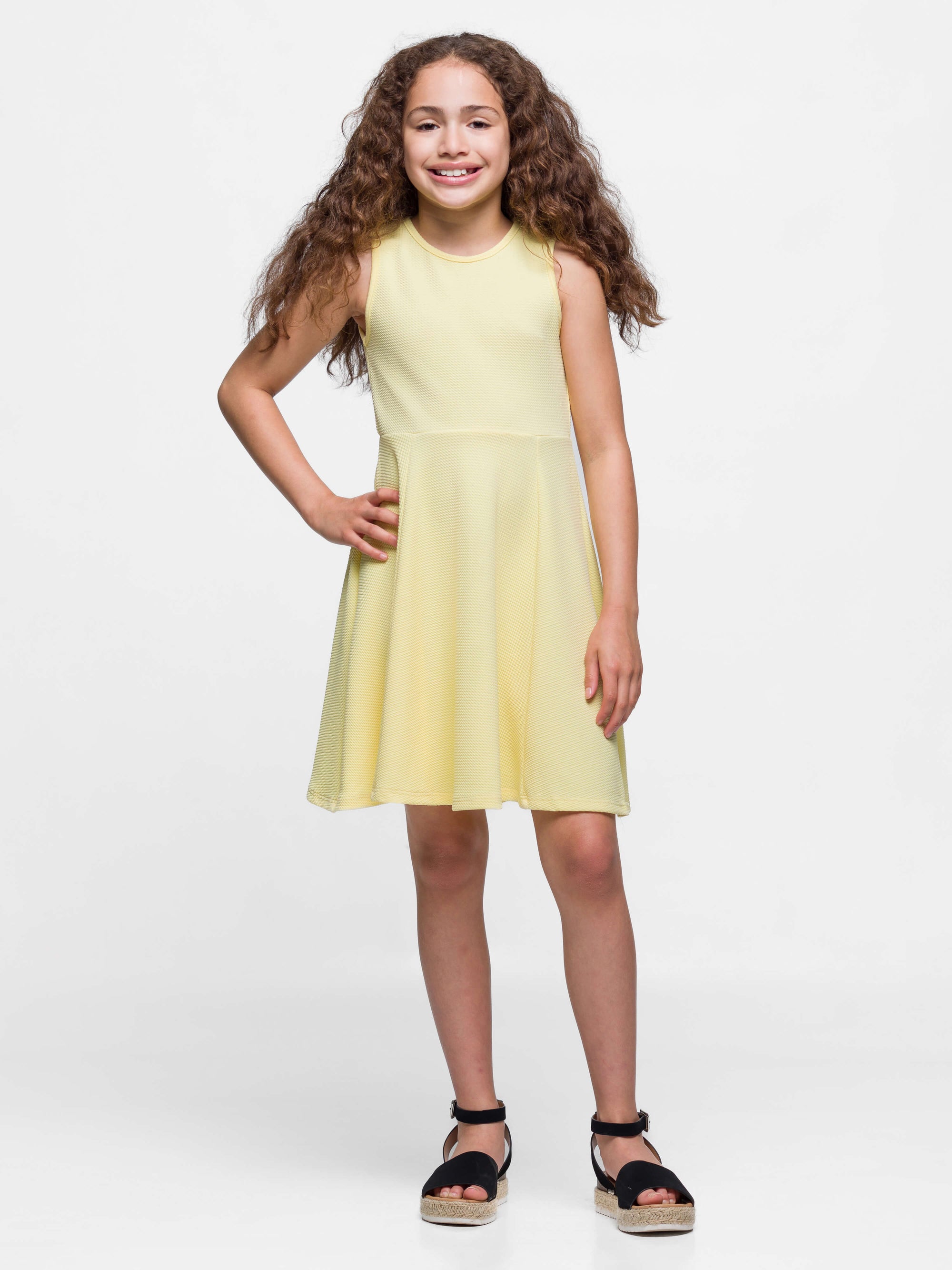 Girls Sleeveless Knee Length Fit and Flare Dress