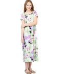 24sevenkid Girls Pastel Floral Print Short Sleeve Maxi Dress