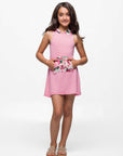 24seven Comfort Apparel Pink Sleeveless Knee Length Hooded Girls Dress