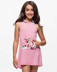 24seven Comfort Apparel Pink Sleeveless Knee Length Hooded Girls Dress