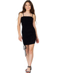 24seven Comfort Apparel Girls Drawstring Spaghetti Strap Rouched Party Dress