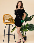 24seven Comfort Apparel Girls Off The Shoulder Rouched Party Dress