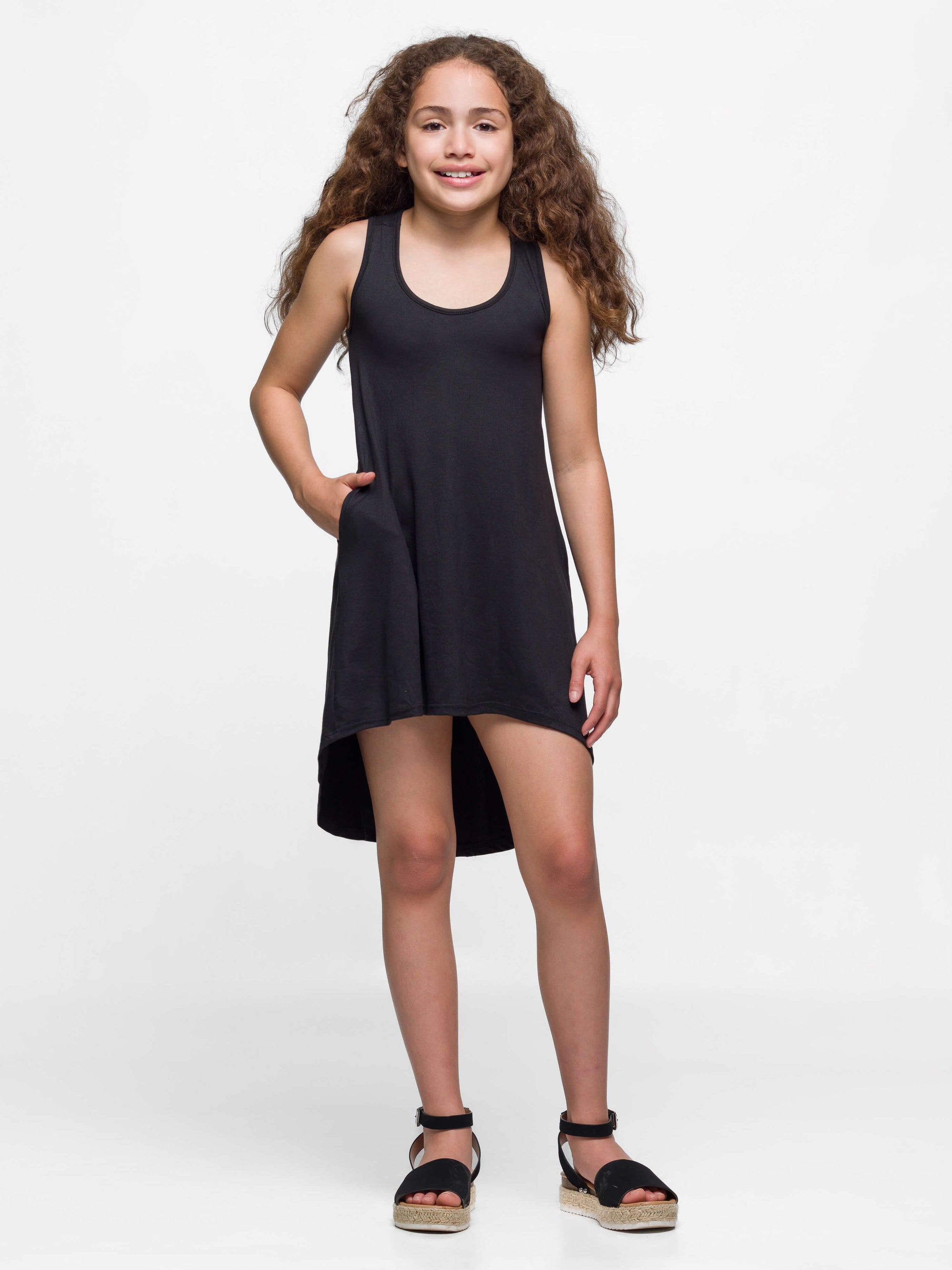 24sevenkid Girls High Low Sleeveless Pocket Dress