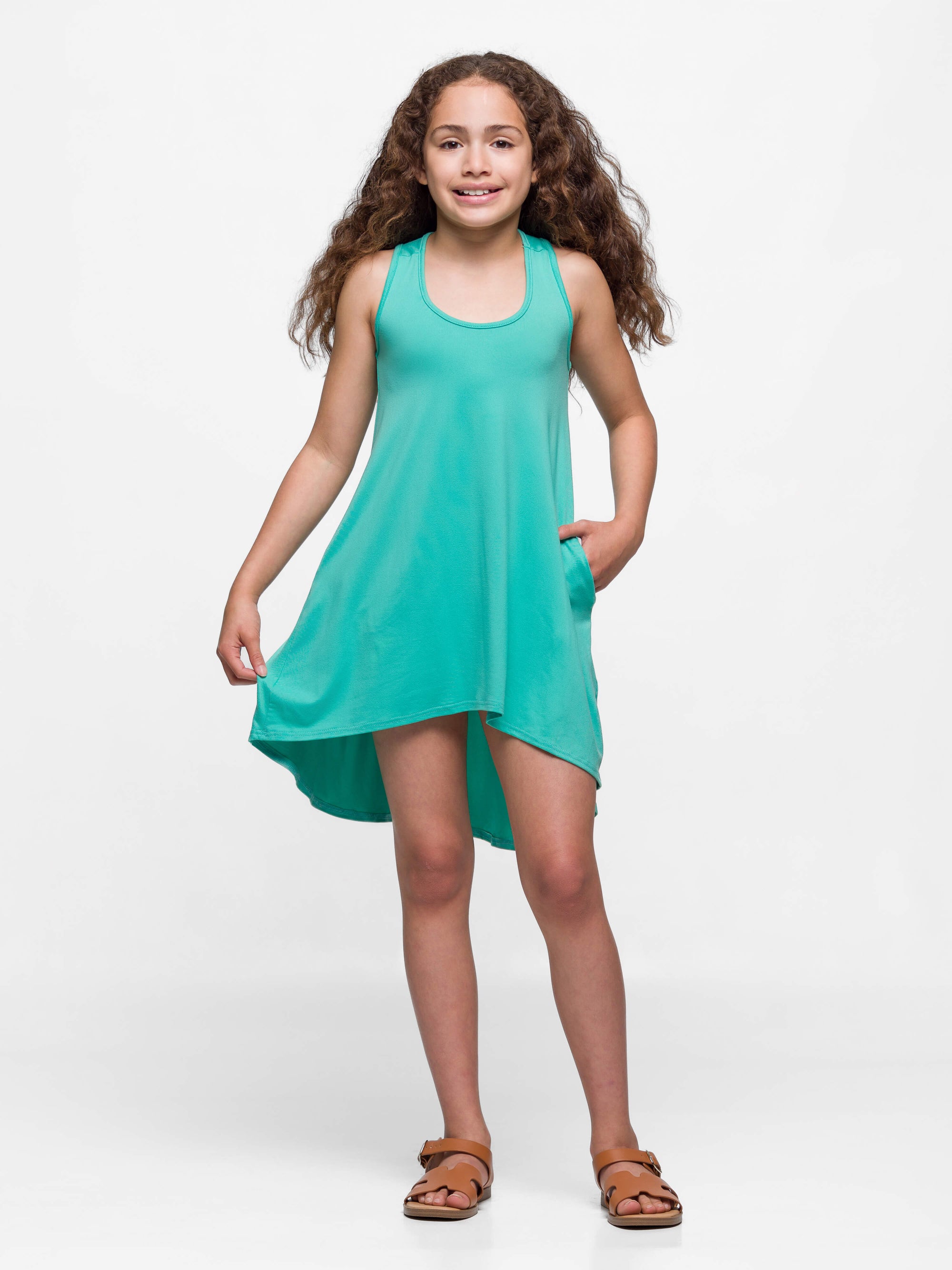 24sevenkid Girls High Low Sleeveless Pocket Dress