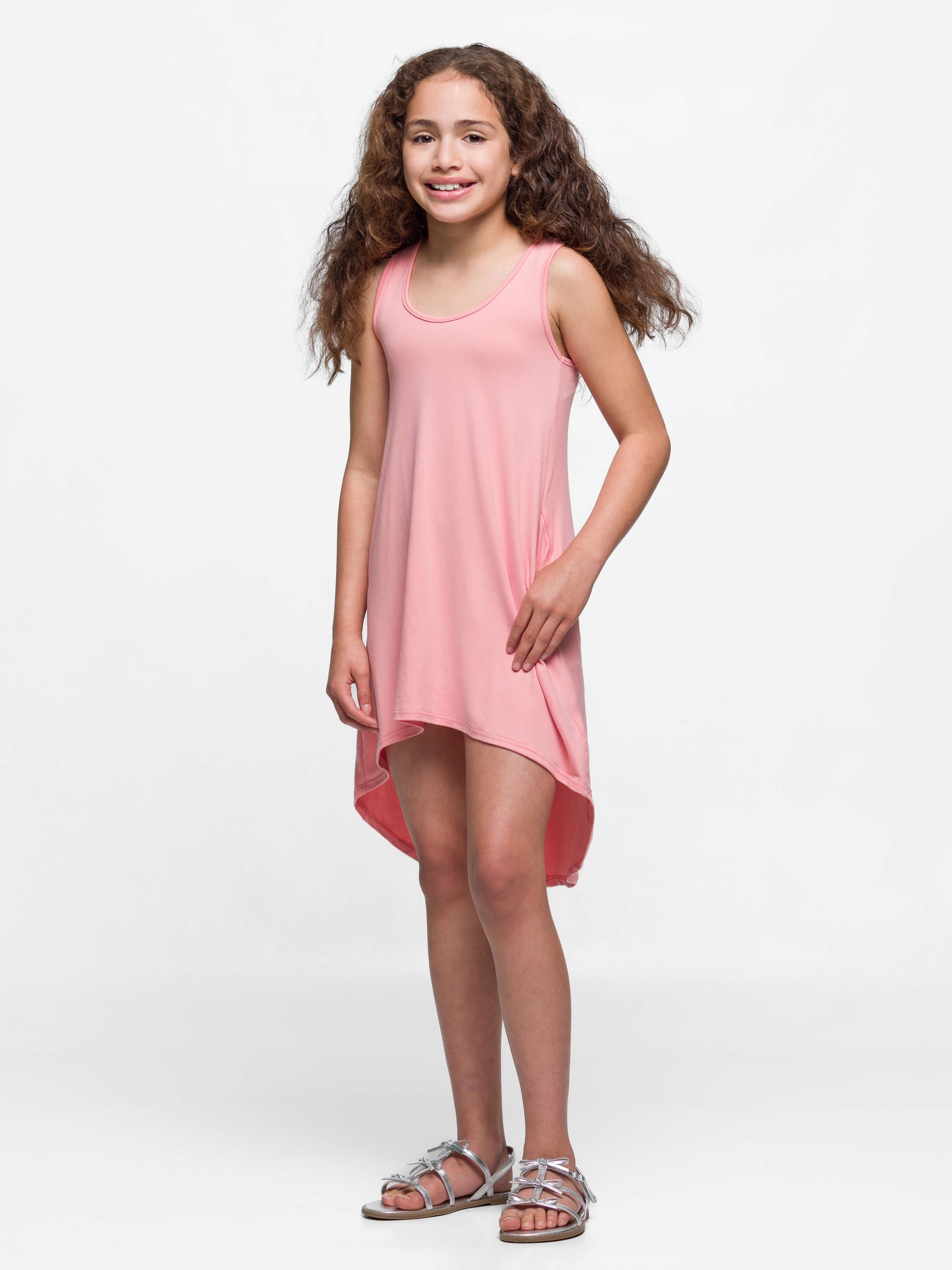24sevenkid Girls High Low Sleeveless Pocket Dress