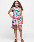 24sevenkid Girls Pastel Floral High Low Sleeveless Pocket Dress
