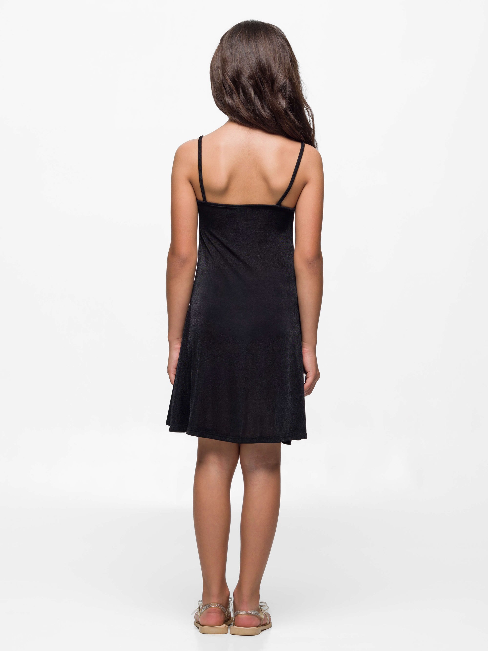 24sevenkid Girls Shimmery Spaghetti Strap Knee Length Dress