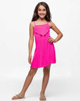 24sevenkid Girls Shimmery Spaghetti Strap Knee Length Dress