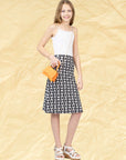 24sevenkid Black and White Girls Knee Length Skirt
