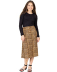 24seven Comfort Apparel Comfortable Elastic Waistline Girls Knee Length Skirt