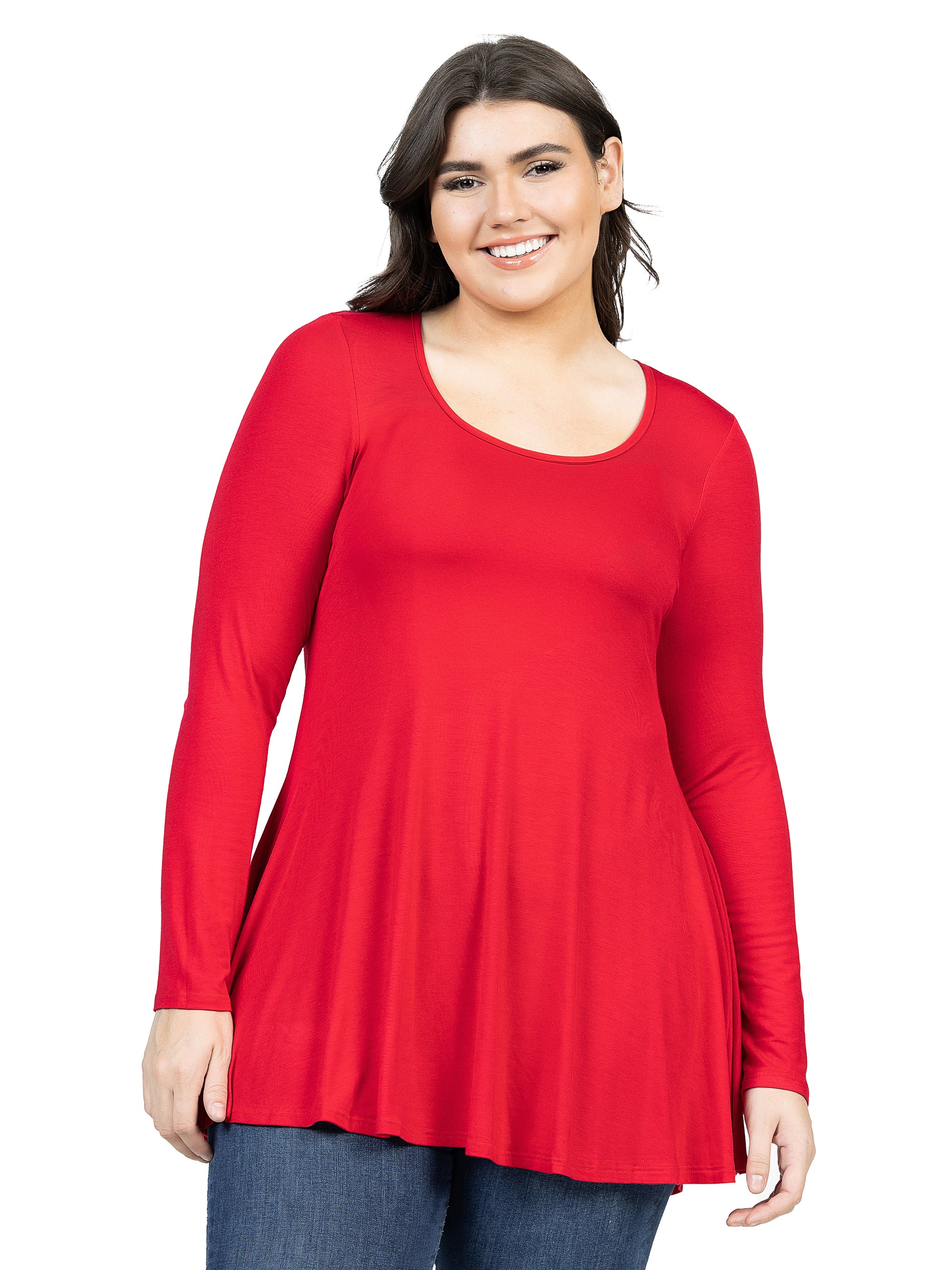 Womens Plus Size Long Sleeve Tunic Top