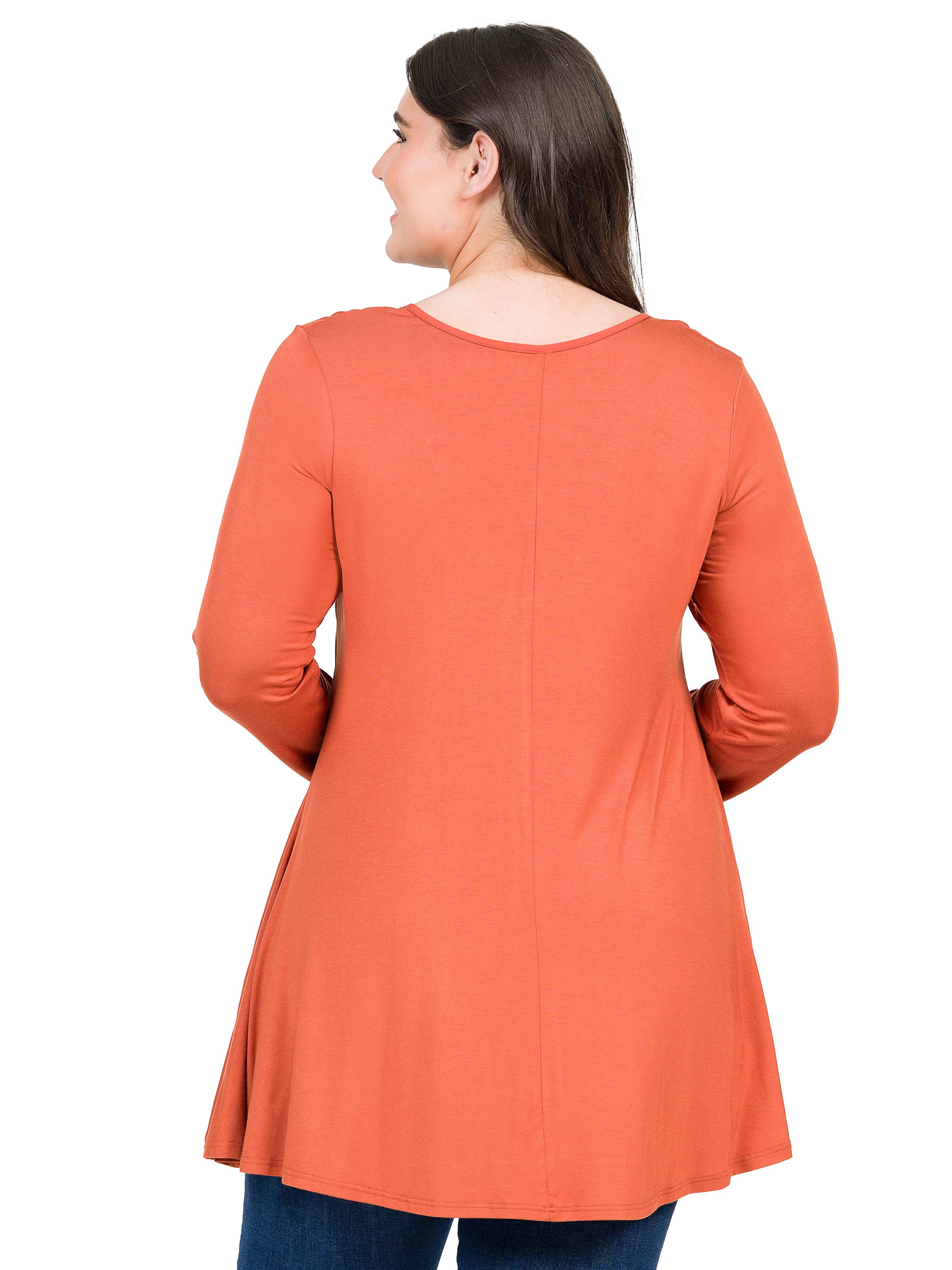 Womens Plus Size Long Sleeve Tunic Top