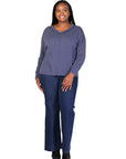 Relaxed Plus Size Fit Ribbed Knit V Neck Sweater Top