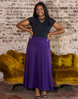 Womens Comfortable Fit Elastic Waist Plus Size Maxi Skirt