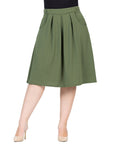 Classic Plus Size Knee Length Black Skirt With Pockets