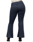 Black Bell Bottom Foldover Waist Plus Size Sweatpants
