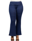 Black Bell Bottom Foldover Waist Plus Size Sweatpants