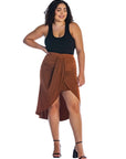 Solid Color Knee Length Plus Size Tulip Skirt
