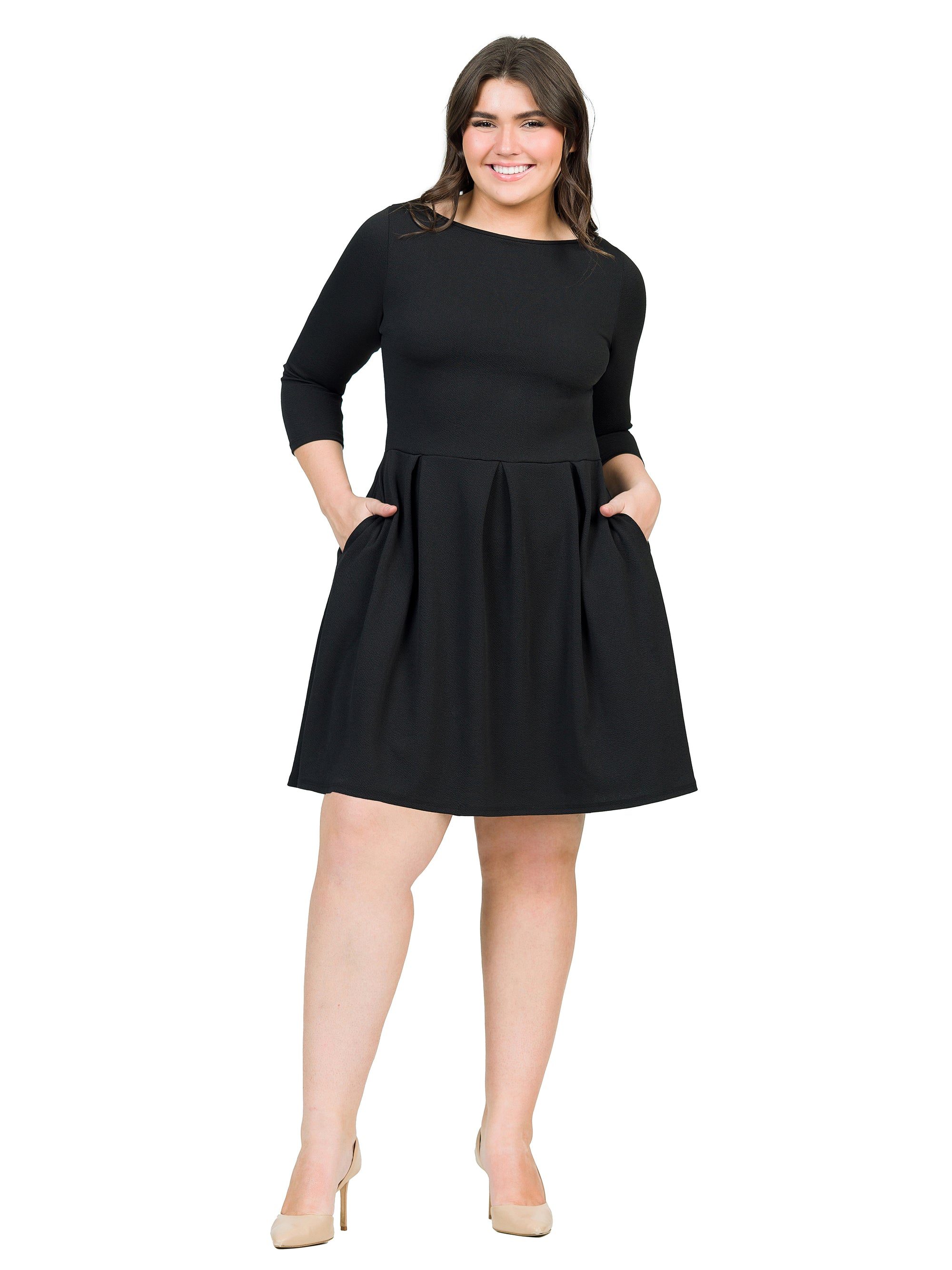 Perfect Fit and Flare Plus Size Pocket Dress