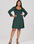 Classic Long Sleeve Plus Size Flared Mini Dress