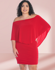 Convertible Bodycon Plus Size Mini Dress Ruffled Sleeve