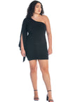 One Shoulder Drape  Bodycon Plus Size Dress