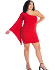 One Shoulder Drape  Bodycon Plus Size Dress