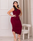 One Shoulder Ruched Plus Size Bodycon Dress