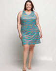 24seven Comfort Apparel Plus Size Teal Sleeveless Knee Length Shift Dress