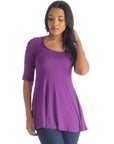 Elbow Sleeve Swing Tunic Top For Women