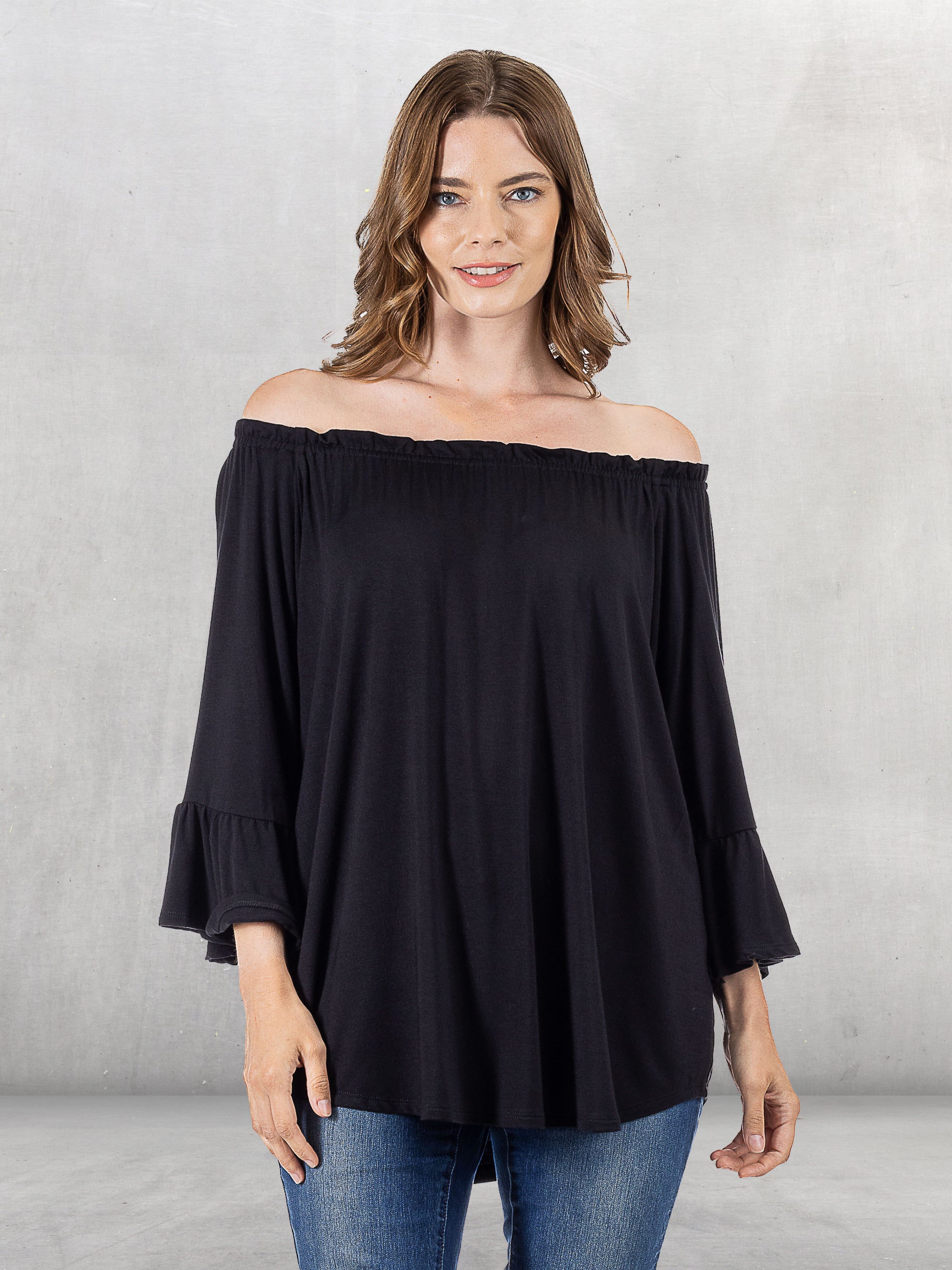 24seven Comfort Apparel Bell Sleeve Loose Fit Tunic Top