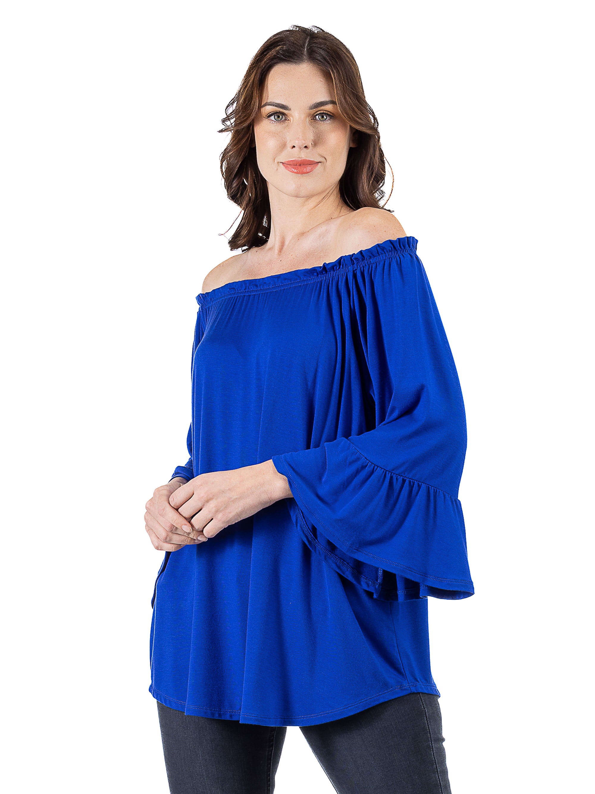 24seven Comfort Apparel Bell Sleeve Loose Fit Tunic Top