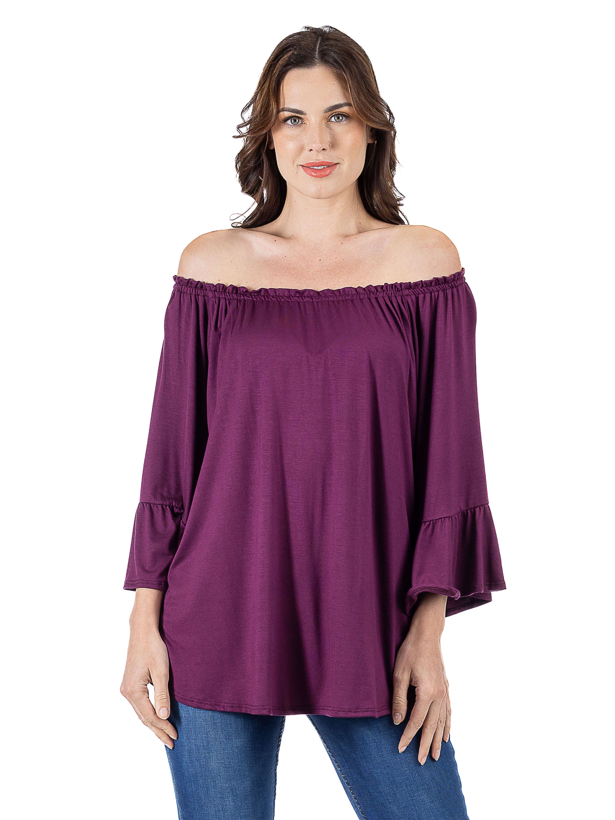 24seven Comfort Apparel Bell Sleeve Loose Fit Tunic Top