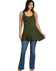 Womens Scoop Neck Sleeveless Tunic Top