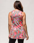 24seven Comfort Apparel Womens Casual Pink Paisley Print Scoop Neck Tank Top
