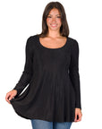 Scoop Neck Long Sleeve Shimmery Fabric Tunic Top