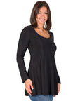 Scoop Neck Long Sleeve Shimmery Fabric Tunic Top