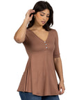 Short Sleeve Tunic Top with Button Detail