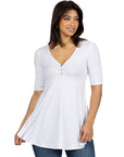 Short Sleeve Tunic Top with Button Detail