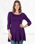 Ruched Sleeve Swing Tunic Top