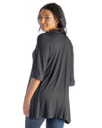 Open Front Elbow Length Sleeve Womens Cardigan