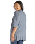 Open Front Elbow Length Sleeve Womens Cardigan