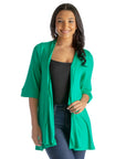 Open Front Elbow Length Sleeve Womens Cardigan
