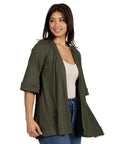 Open Front Elbow Length Sleeve Womens Cardigan