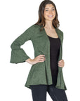 Womens Knit Bell Sleeve Open Cardigan