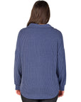 Ribbed Button Up Long Sleeve Collared Shirt Jacket
