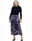 Purple Paisley Print Elastic Waist A Line Maxi Skirt